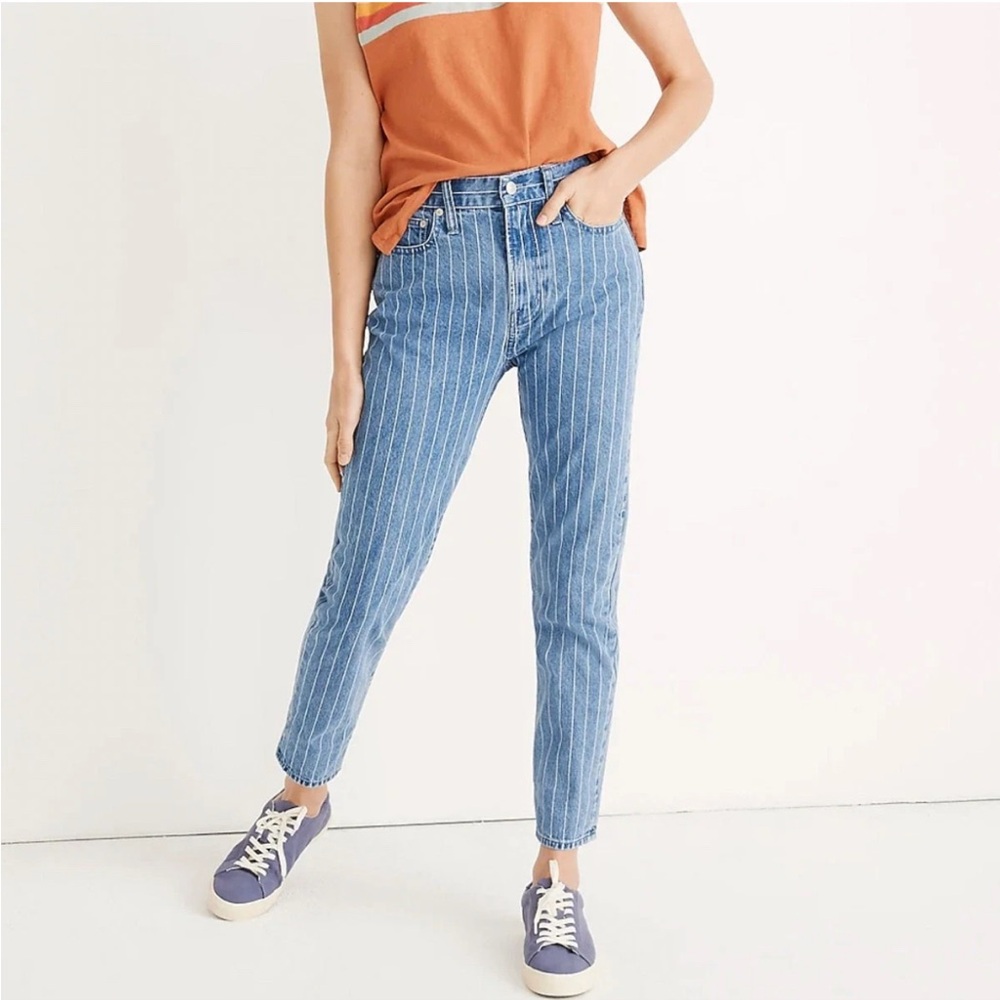 Madewell The Petite Perfect Vintage Crop Jean Pinstripe Edition Blue US 24